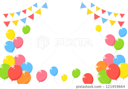 氣球氣球旗旗花環背景插畫 121959664
