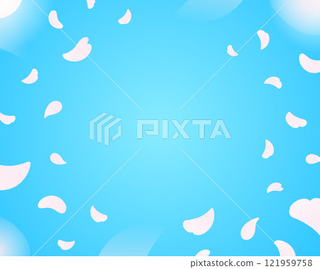 Can be used as background material for spring banners. Radiating cherry blossom petals. Vector illustration material. 121959758