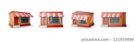 3d set of store front shop with window and door. 121959896
