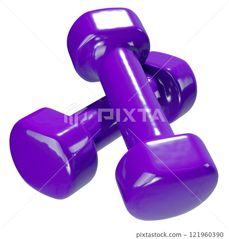 Blank Round vinyl rubber Dumbbells, weightlifting gym equipment side view 121960390