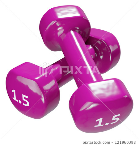 Round vinyl rubber Dumbbells, weightlifting gym equipment side view 121960398