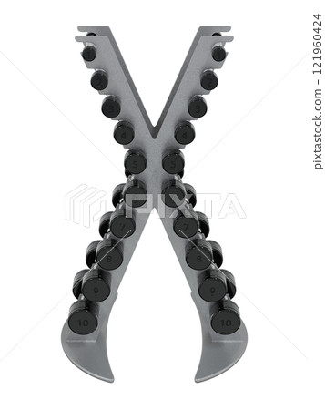 Gym Dumbbell rack in X shape, a stand for weightlifting gym equipment 121960424