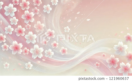 春天櫻花背景素材：漸層設計，舞動曼妙花瓣 121960637