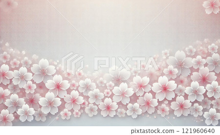 春天櫻花背景素材：漸層設計，舞動曼妙花瓣 121960640