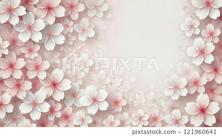 春天櫻花背景素材：漸層設計，舞動曼妙花瓣 121960641
