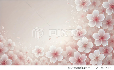 春天櫻花背景素材：漸層設計，舞動曼妙花瓣 121960642