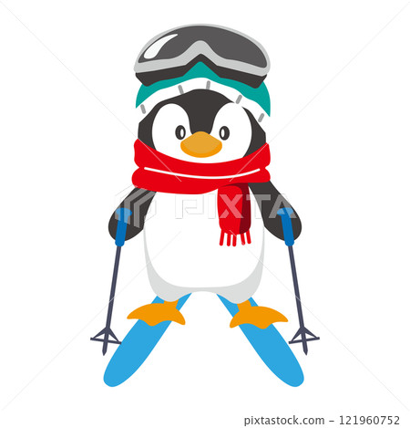 Illustration of a penguin skiing 121960752