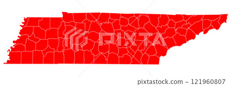 Tennessee administrative map. counties map of Tennessee, blank Map, empty map of Tennessee 121960807