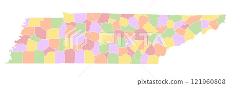 administrative map of Tennessee state with counties 121960808