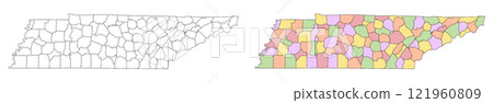 Tennessee administrative map, Tennessee outline and counties state map set - illustration version Tennessee administrative map, Tennessee outline and counties state map set - illustration version 121960809