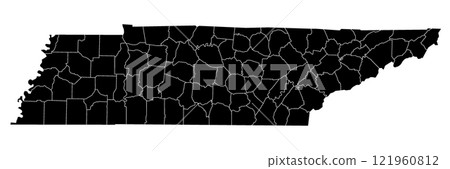 High detailed illustration map - Tennessee State Map 121960812