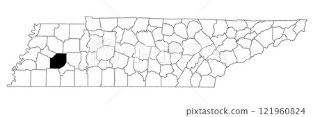 Map of Madison County in Tennessee state on white background. single County map highlighted by black colour on Tennessee map. UNITED STATES, US. Map of Madison County in Tennessee state on white background. single County map highlighted by black colour on Tennessee map. UNITED STATES, US. 121960824