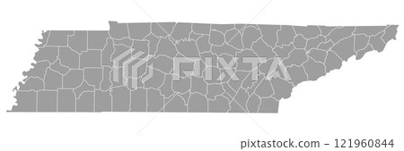 Tennessee administrative map. counties map of Tennessee, blank Map, empty map of Tennessee 121960844
