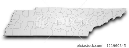 3d Tennessee map with color. United State of America, US, United State 3d Tennessee map with color. United State of America, US, United State 121960845