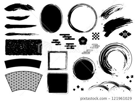 Black Japanese style set brush decoration vector Black Japanese style set brush decoration vector 121961029