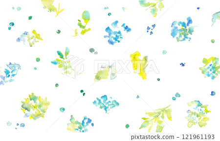 Watercolor painting. Fresh green frame parts of plants and flowers with a watercolor touch. Vector illustration of plants. Watercolor painting. Fresh green frame parts of plants and flowers with a watercolor touch. Vector illustration of plants. 121961193