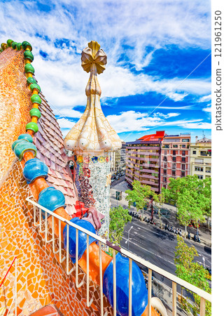 Outdoor on roof Gaudi's creation- House Casa Batllo. 121961250