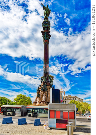 Monument of Columbus in Barcelona. 121961255