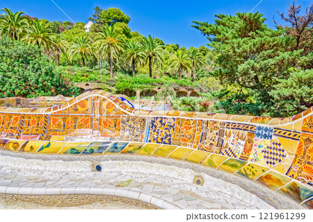 Barcelona. Gorgeous and amazing Park Guel . 121961299