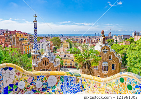 Barcelona. Gorgeous and amazing Park Guel . Barcelona. Gorgeous and amazing Park Guel . 121961302