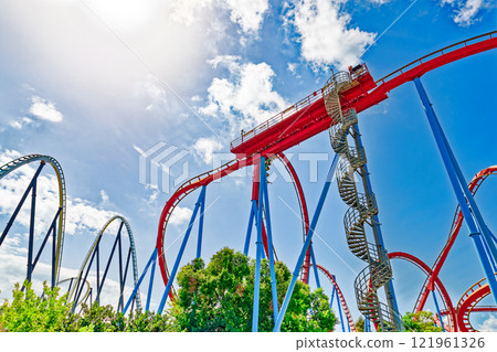 Roller Coaster in funny amusement park. 121961326