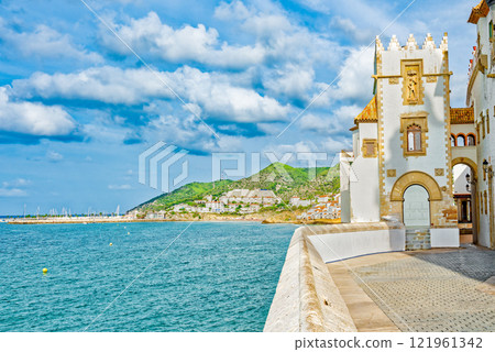 Seafront of Sitges,a beautiful town near Barcelona. 121961342