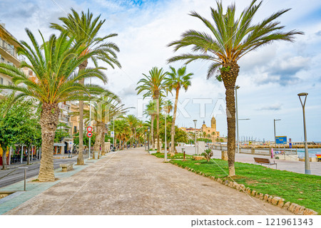Seafront of Sitges,a beautiful town near Barcelona. Seafront of Sitges,a beautiful town near Barcelona. 121961343