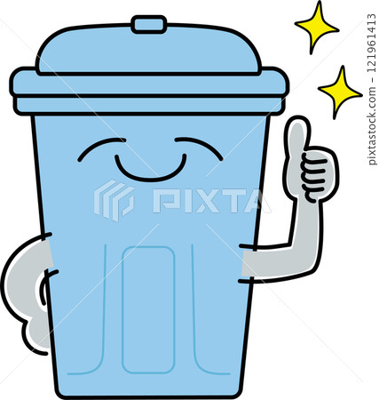A clean trash can with a tightly closed lid 121961413