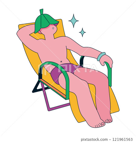 Illustration of a person relaxing in the sauna Illustration of a person relaxing in the sauna 121961563