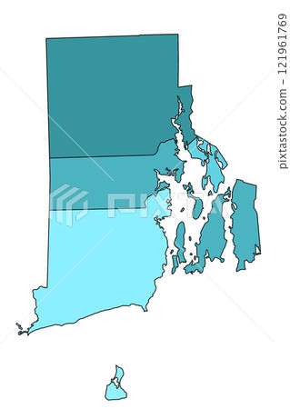 Rhode Island administrative map. counties map of Rhode Island with different sky colours, blank Map, empty map of Rhode Island 121961769