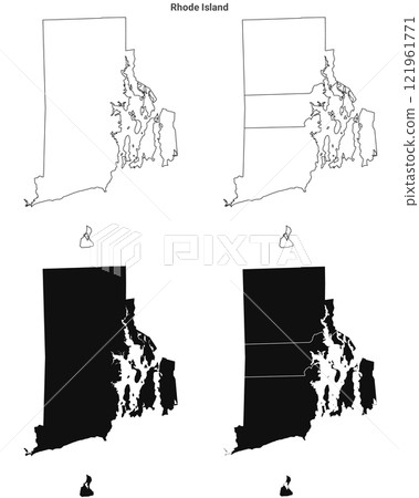 Rhode Island outline County map set - illustration version Rhode Island outline County map set - illustration version 121961771
