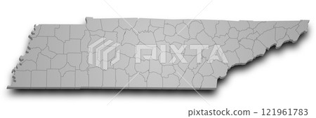 3d Tennessee map with color. United State of America, US, United State 121961783