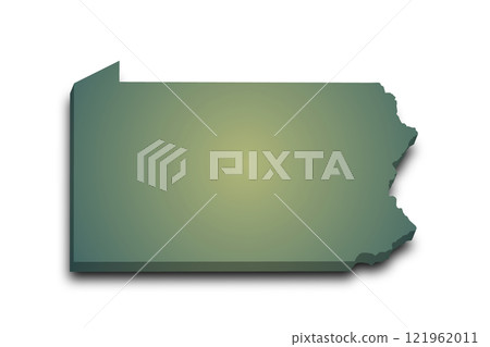 3d Map of Pennsylvania state with color.  United State of America, US, United State. 121962011