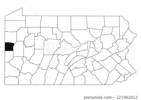 Map of Lawrence County in Pennsylvania state on white background. single County map highlighted by black colour on Pennsylvania map. UNITED STATES, US 121962012