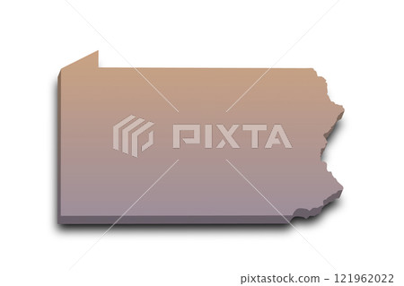 3d Map of Pennsylvania state with color.  United State of America, US, United State. 121962022
