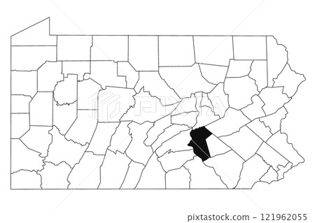 Map of dauphin County in Pennsylvania state on white background. single County map highlighted by black colour on Pennsylvania map. UNITED STATES, US 121962055