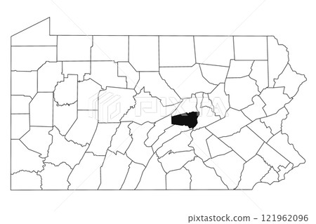 Map of Snyder County in Pennsylvania state on white background. single County map highlighted by black colour on Pennsylvania map. UNITED STATES, US Map of Snyder County in Pennsylvania state on white background. single County map highlighted by black colour on Pennsylvania map. UNITED STATES, US 121962096