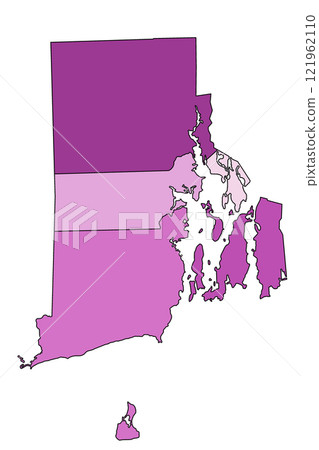 Rhode Island administrative map. counties map of Rhode Island with different Pink colours, blank Map, empty map of Rhode Island 121962110