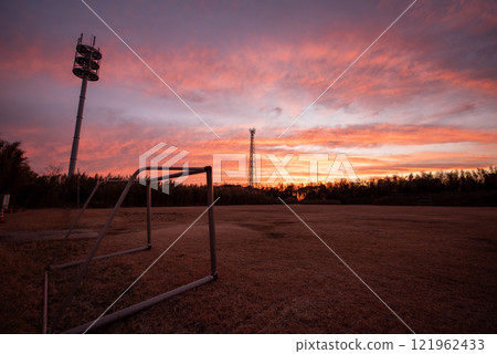 Sunset on the grounds after school 121962433