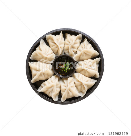 Mandu - Korean dumplings filled with ground meat, vegetables, and tofu, either steamed, boiled, or fried. They are a great 121962559