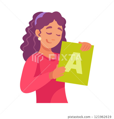Speech with Woman Teacher Explaining Alphabet Vector Illustration Speech with Woman Teacher Explaining Alphabet Vector Illustration 121962619