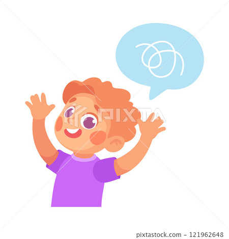 Funny Little Boy Character Thinking and Imagine Vector Illustration Funny Little Boy Character Thinking and Imagine Vector Illustration 121962648