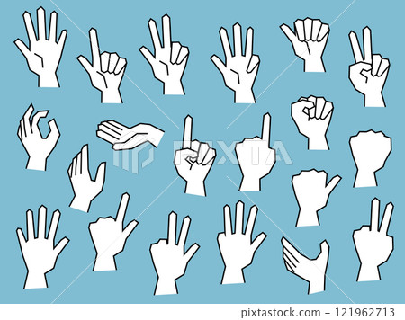 Jagged finger hand sign illustration set 121962713