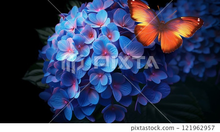 Hydrangea and butterfly 121962957