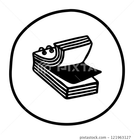 Doodle Notepad icon hand drawn with black line in freehand style 121963127