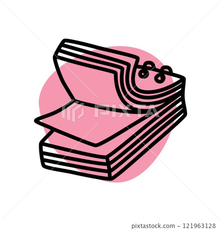 Doodle book or notebook icon hand drawn with thin line and colorful blob 121963128