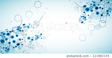 Abstract hexagon background with plexus effect for design works. Vector illustration 121963145