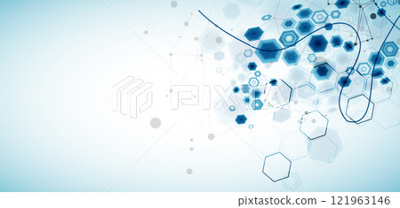 Abstract hexagon background with plexus effect for design works. Vector illustration 121963146