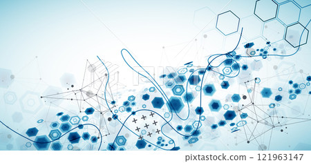 Abstract hexagon background with plexus effect for design works. Vector illustration Abstract hexagon background with plexus effect for design works. Vector illustration 121963147