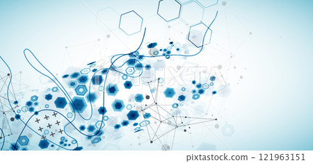 Abstract hexagon background with plexus effect for design works. Vector illustration 121963151